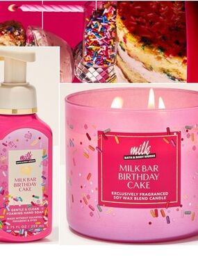 Bath & Body Works Milk Bar Birthday Cake Hand Soap & Candle - Pink
